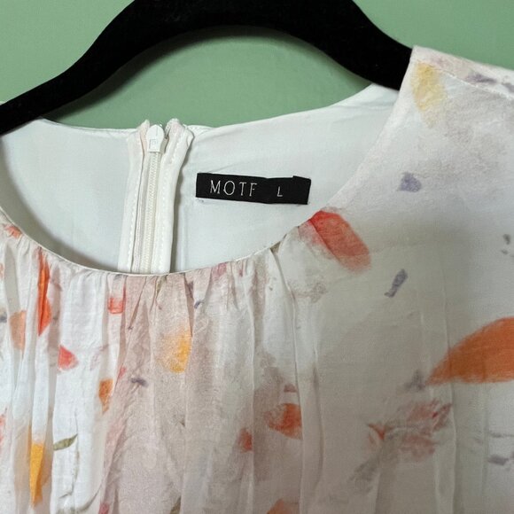 Shein MOTIF PREMIUM VISCOSE BRUSH STROKE PRINT Peasant DRESS Size Large L 8/10 - Picture 3 of 10